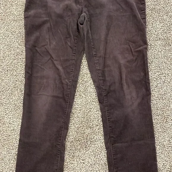 EILEEN FISHER 4 Brown Pinwale Corduroy Cotton Tencel Tapered Ankle Pants Stretch - Picture 10 of 16